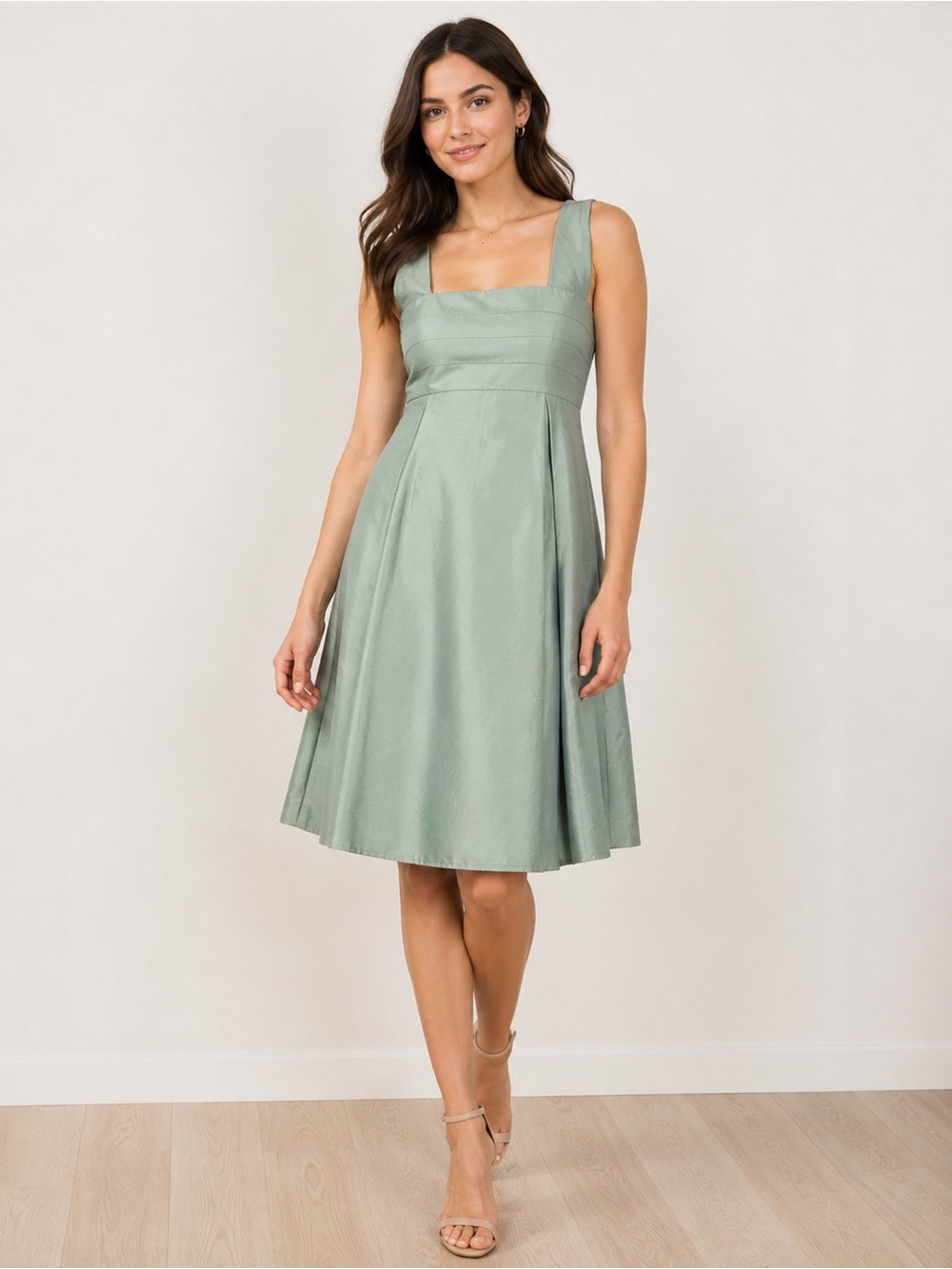 Akris Bergdorf Goodman Mint Green Silk Blend Sleeveless Fit & Flare Dress US 10